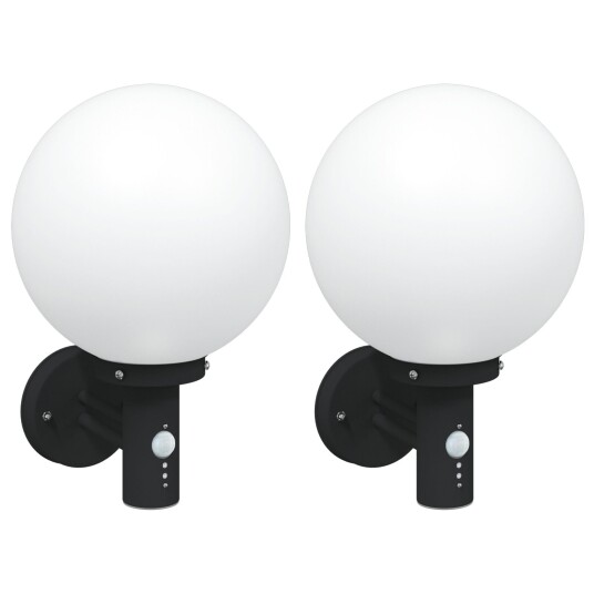 Utendørs Vegglamper 2 Pcs Svart 28 X 25 38cm Rustfritt Stål Utendørs Vegglamper 2 Pcs Svart 28 X 25 38cm Rustfritt Stål