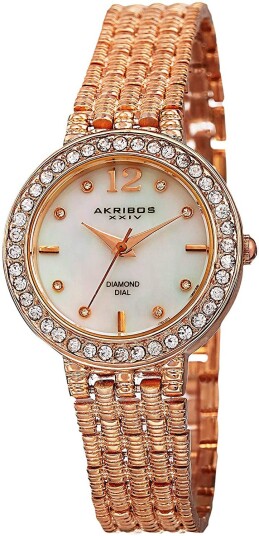 Akribos XXIV Dameklokke AK757RG Diamond Hvit/Rose gulltonet stål