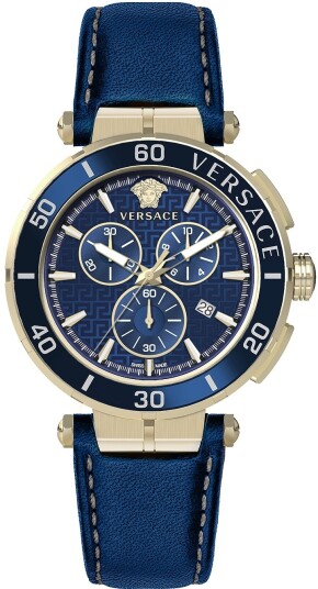 Versace Herreklokke VE3L00322 Greca Blå/Lær Ø45 mm Versace Herreklokke VE3L00322 Greca Blå/Lær Ø45 mm