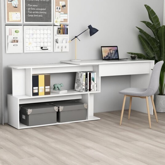 vidaXL Hjørneskrivebord hvit 200x50x76 cm sponplate vidaXL Hjørneskrivebord hvit 200x50x76 cm sponplate