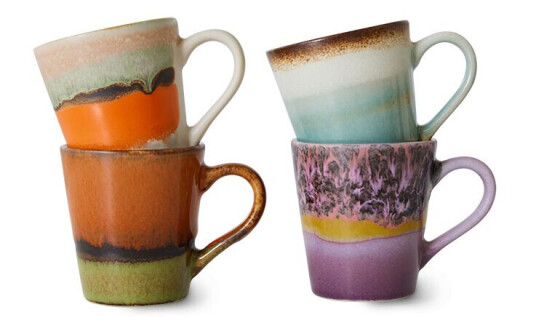 HKliving 70's espressokopp 4-pk Retro