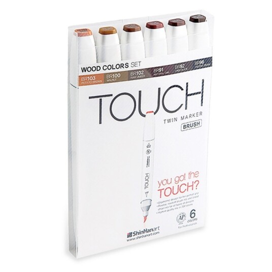 Touch Twin Brush Marker 6-set Wood