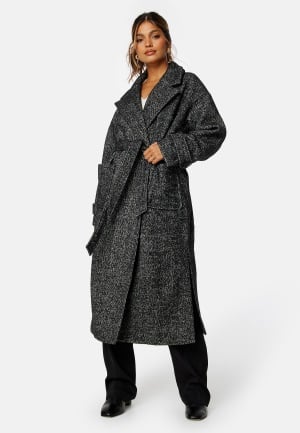 BUBBLEROOM Rue Oversized Wool Blend Coat Black / White L BUBBLEROOM Rue Oversized Wool Blend Coat Black / White L