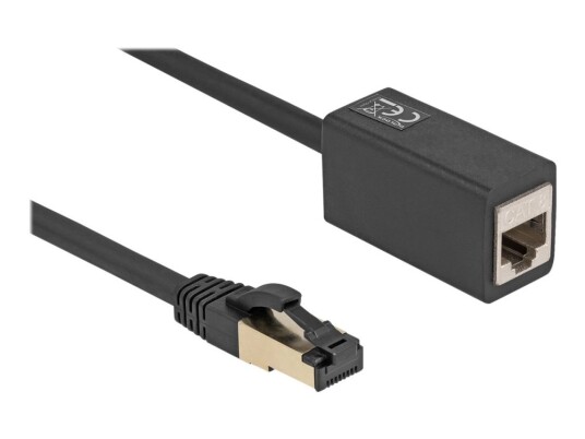 Delock Nettverksforlengelseskabel Rj-45 Hann Til Rj-45 Hunn 1 M 6 Mm S/Ftp Cat 8.1 Halogenfri Svart