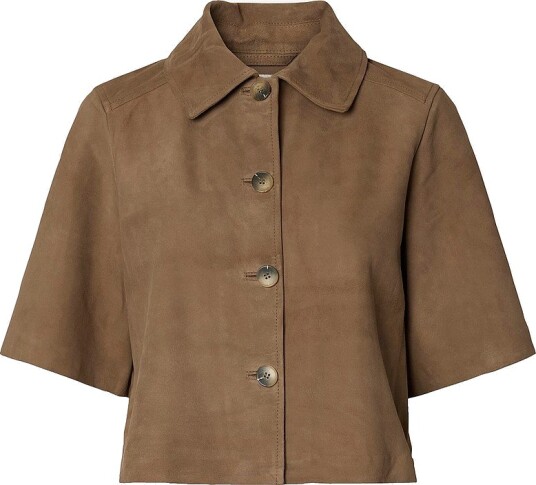 Selected Women Semsket skjorte slfSuri SS Suede Natur