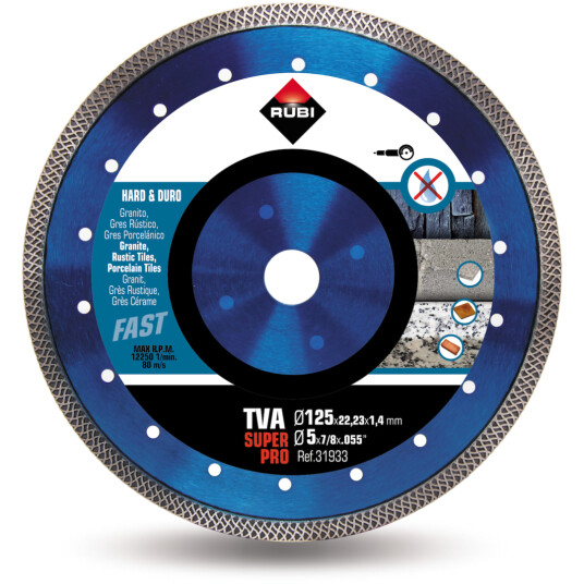 Rubi 125 mm Diamantkappeskive Superpro for Harde Materialer Rubi 125 mm Diamantkappeskive Superpro for Harde Materialer