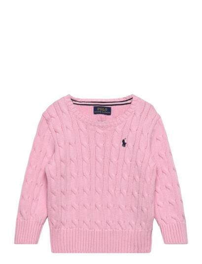 Ralph Lauren Kids Combed Cotton Ls Cable Cn Tp Swt Pink 109 116