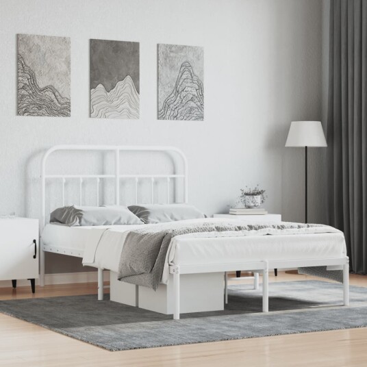 vidaXL Sengeramme i metall med hodegavl hvit 120x190 cm 8720845881672 vidaXL Sengeramme i metall med hodegavl hvit 120x190 cm 8720845881672
