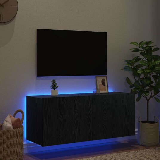 TV Veggskap Svart Eik 100 x 35 x 41 cm Konstruert tre
