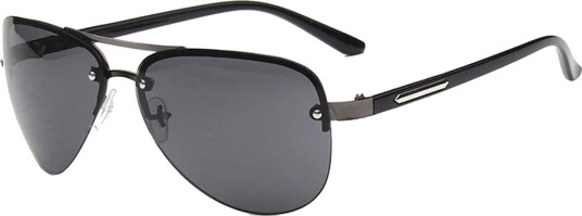 Moderne svarte pilotglass aviator solbriller + senil streng Moderne svarte pilotglass aviator solbriller + senil streng