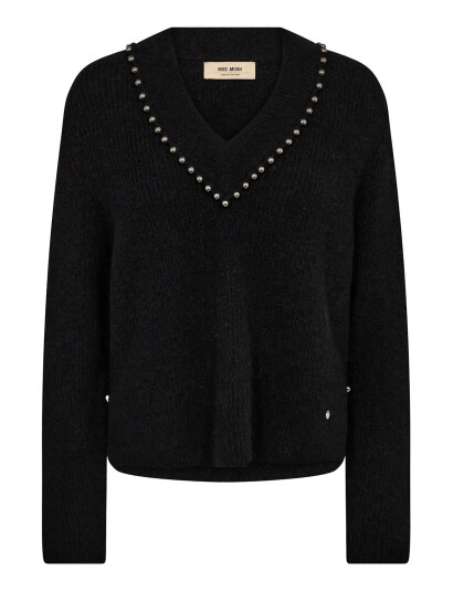 MOS MOSH Mmzora V-Neck Bead Knit - Black - XS MOS MOSH Mmzora V-Neck Bead Knit - Black - XS