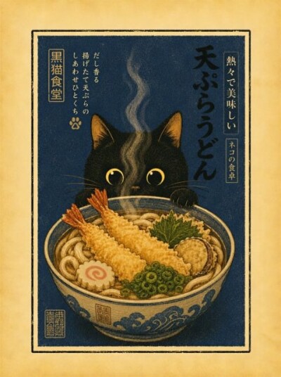 Plakat Katt Tempura Udon