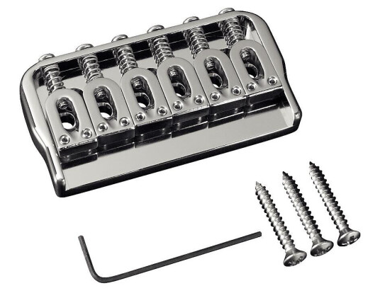 Hipshot Fixed Guitar Bridge For 6-String, .125" / 3.2 Mm - Chrome