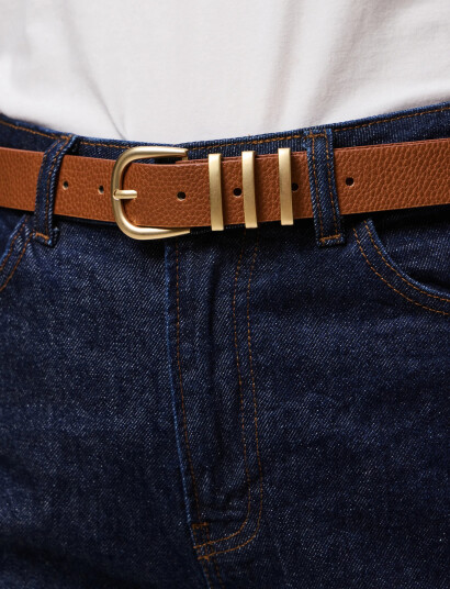 Pieces Pclea Jeans Belt Noos Wb Pu - Brown - 95 Pieces Pclea Jeans Belt Noos Wb Pu - Brown - 95