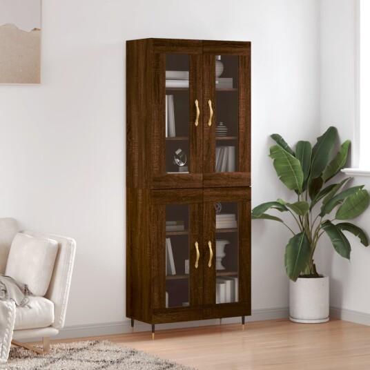 vidaXL Highboard brun eik 69,5x34x180 cm konstruert tre 8720845476861