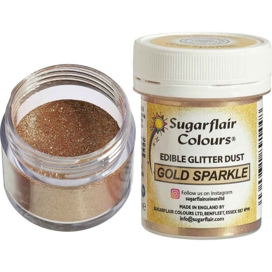 Sugarflair Spiselig Glitter Gold Sparkle, 4g | Slikkepott.No