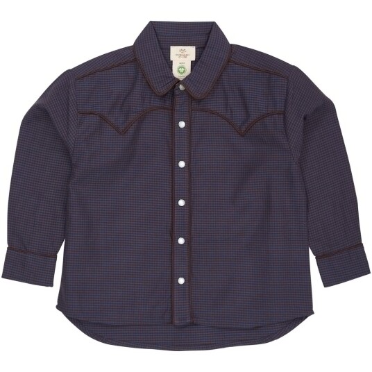 COPENHAGEN COLORS Brown/Blue Check Comb. Checkered Cowboy Skjorte 92