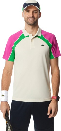 Lacoste Ultra Dry Colour Block Tennis Polo T skjorte Herre Beige M