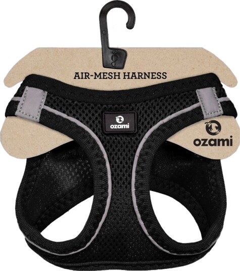 Ozami Air-Mesh Hundesele Svart M med Reflekterende Linjer