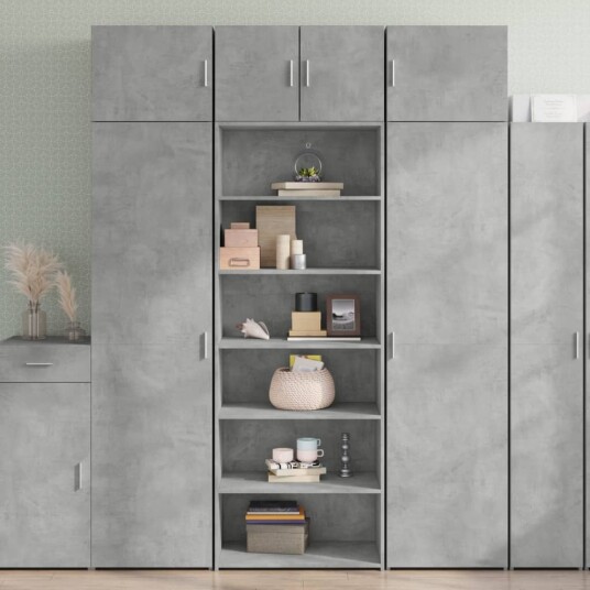 Hylle betonggrå 70x41x185 cm konstruert tre