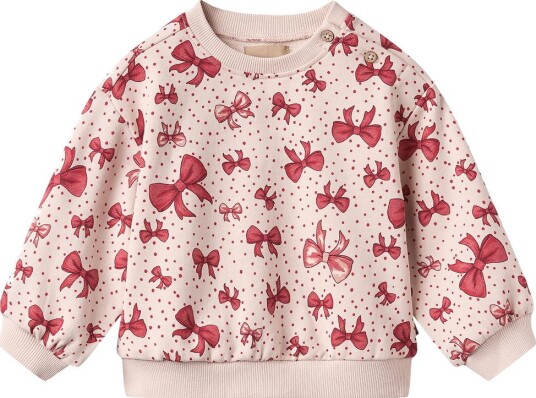 Wheat Collegegenser Lia Mandel Peach Sløyfer Wheat 1½ år (86) Collegegenser Beige Rosa Rød