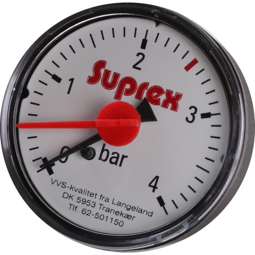 Erik Færgemann 1/4" Trykkmåler 0-4 Bar 50 mm Hvit Erik Færgemann 1/4" Trykkmåler 0-4 Bar 50 mm Hvit