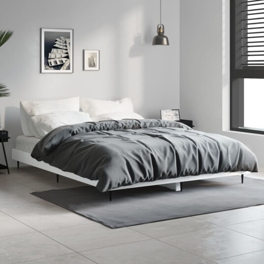 vidaXL Sengeramme hvit 135x190 cm konstruert tre