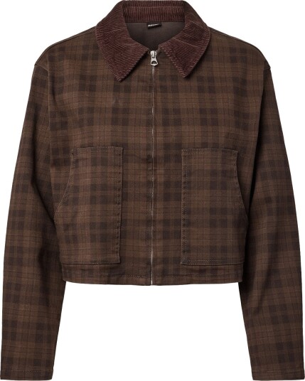 Pieces Pcvera Short Check Jacket Dnm   Brown   M