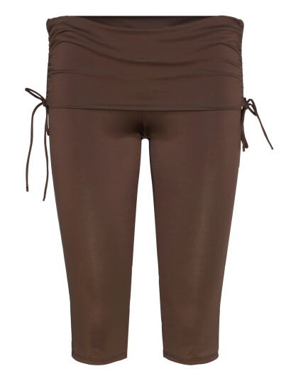 Monki Ruched Low Rise Capri Leggings - Brown - M