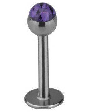 Labret med Glitrende Lilla Stener Strl 1.2 x 8 mm med 4 mm kule