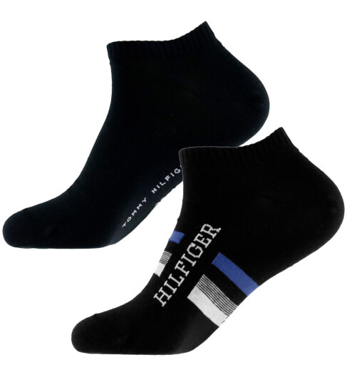 Tommy Hilfiger Ankelsokker 2 pack Svart m. Blå 43/46 Sokker 43 46