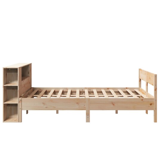 Seng med bokhylle uten madrass 140x190 cm heltre furu 3322954