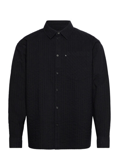WOOD WOOD Wwday Dobby Striped Shirt - Black - S