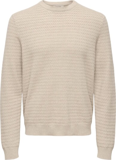 ONLY & SONS Onsloui Ls Structure Crew Reg Noos Cream L