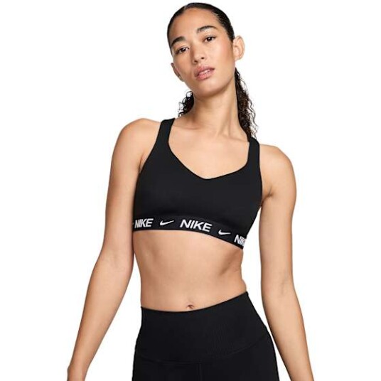 Nike Indy High Support Sports Bra Dame Black/Black/White S