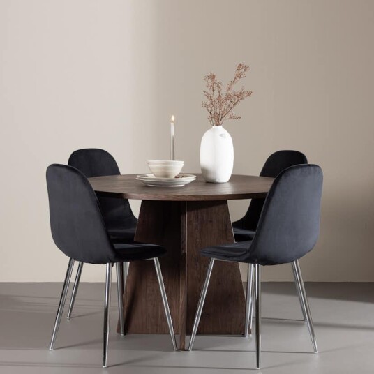 Spisegruppe Venture Home Bootcut Ø110 med 4 stk Polar Stoler Fløyel