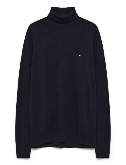 Tommy Hilfiger Pima Org Ctn Cashmere Roll Neck - Navy - XL
