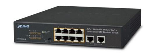 Planet Fsd-1008Hp, Uhåndtert, Fast Ethernet (10/100), Full Tosidig, Strøm Over Ethernet (Poe), Rack-Montering, 1U