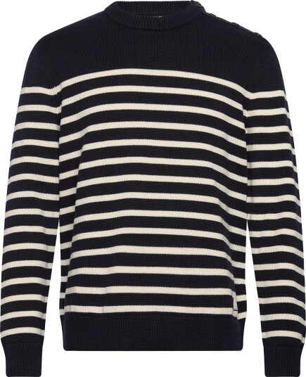GANT Striped Cotton C Neck   Navy   XXL