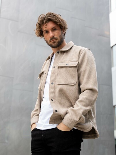 Only & Sons Sash Woolen Look Long Sleeve Shirt Beige XXL Only & Sons Sash Woolen Look Long Sleeve Shirt Beige XXL