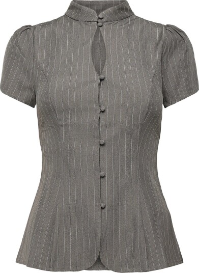Gina Tricot Keyhole Top - GREY PINSTRIPE - XS
