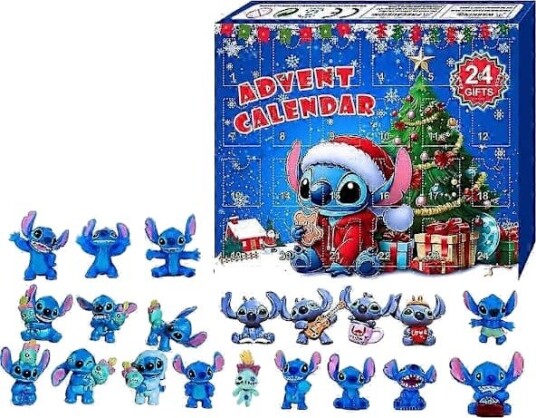 Adventskalender 2025 Lilo & Stitch Actionfigur Leke 24 Dagers Nedtelling Overraskelsesgaver i Blindboks