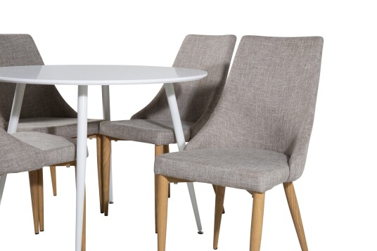 Venture Home Plaza Spisegruppe 100 cm Rund med 4 Leone stoler Lys grå