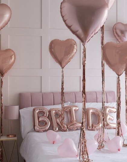 Bride Ballongpakke med Hjerteog Bokstavballonger  Blush Hen