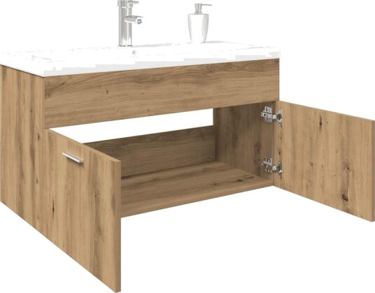 Vidaxl Vaskskap med innebygd vask artisan eik konstruert tre 3328910