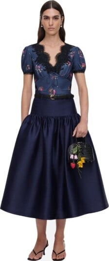 Self Portrait Taffeta midi skirt UK 10 blå dame