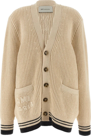 AMI Wool/Cotton Ribbed Cardigan Creme AMI Wool/Cotton Ribbed Cardigan Creme