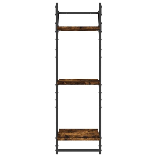 Vegghyller med 3 hyller stenger 2 stk røkt eik 30x25x100 cm 8721012045941