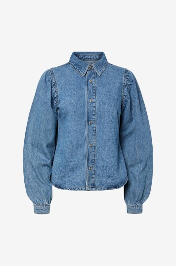 pieces Denimskjorte pcRitt LS Denim Shirt Blå