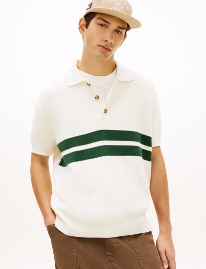 Tommy Jeans Tjm Reg Ss Knitted Polo   Cream   S